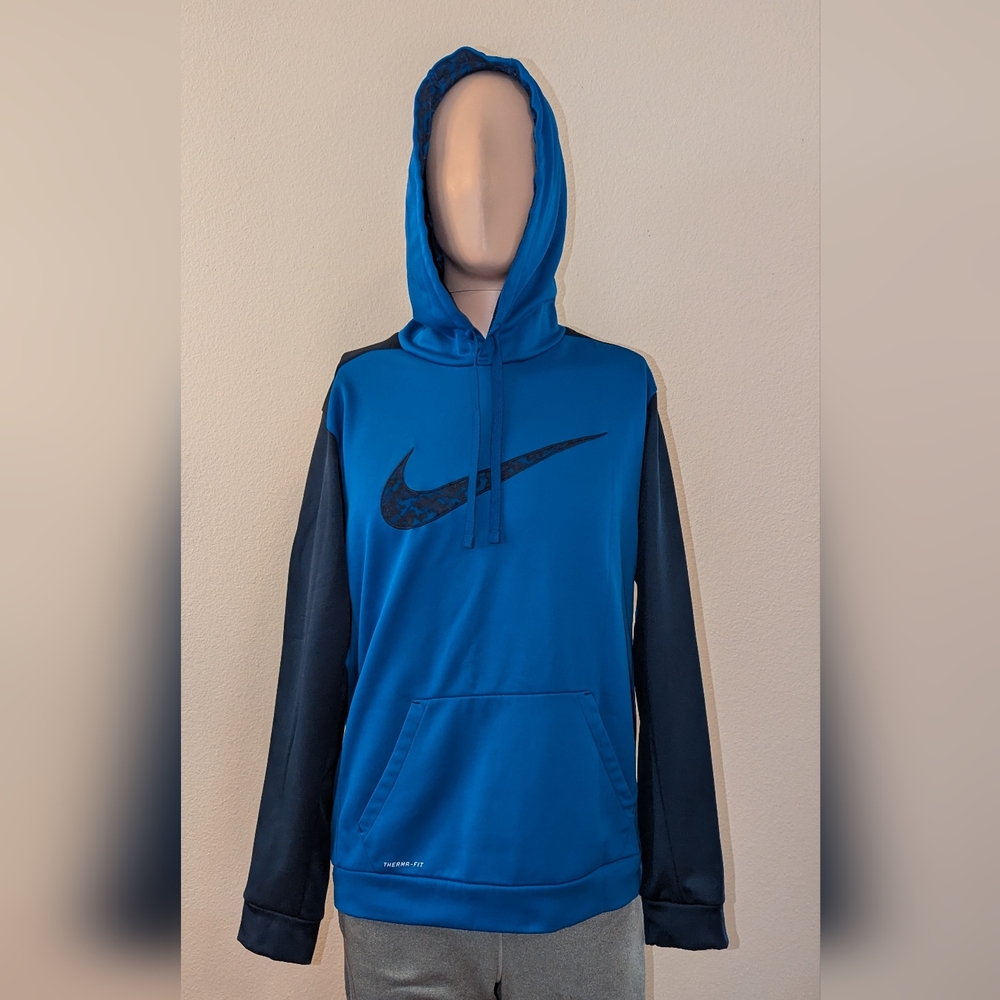 Nike Men's Blue and Black Hoodie
